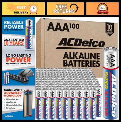#ad 100 Count Super Alkaline AAA Batteries Maximum Power 10 Year Shelf Life Recl $52.99
