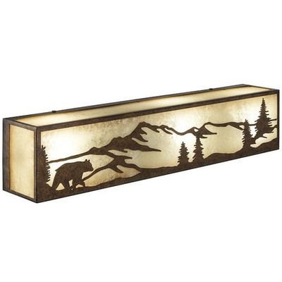 Hampton Bay Ansley Pine 24 in. Rustic Bronze Vanity Light Bar with Sunset Glass
