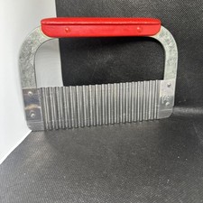 Vintage Huot St Paul Serrated Food /Vegetable Chopper Stainless Steel Red Handle