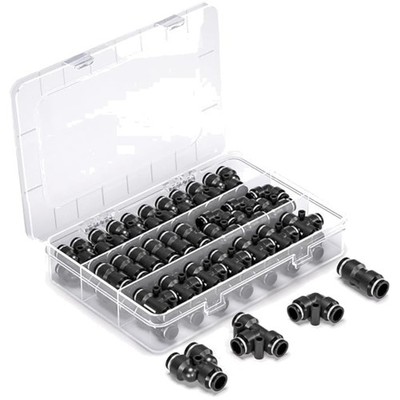 60 Stück Pneumatik Fitting Kit 12mm Push-to-Connect Schnellverbinder Kunststoff