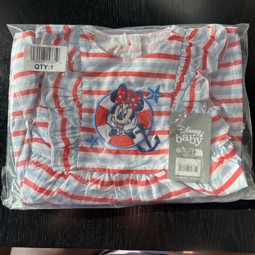 DISNEY STORE Girls Toddler 9-12 Months Red White Minnie Mouse Nautical Dress - Picture 4 of 7