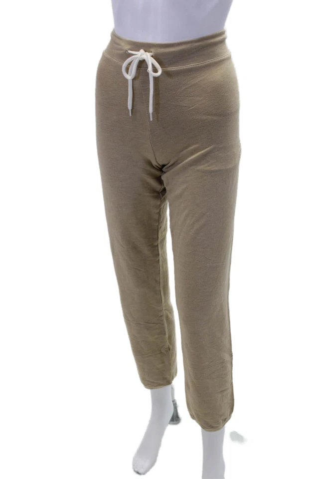 Monrow Womens High Rise Drawstring Waist Sweatpants Beige Cotton Size Medium - Image 2 of 4