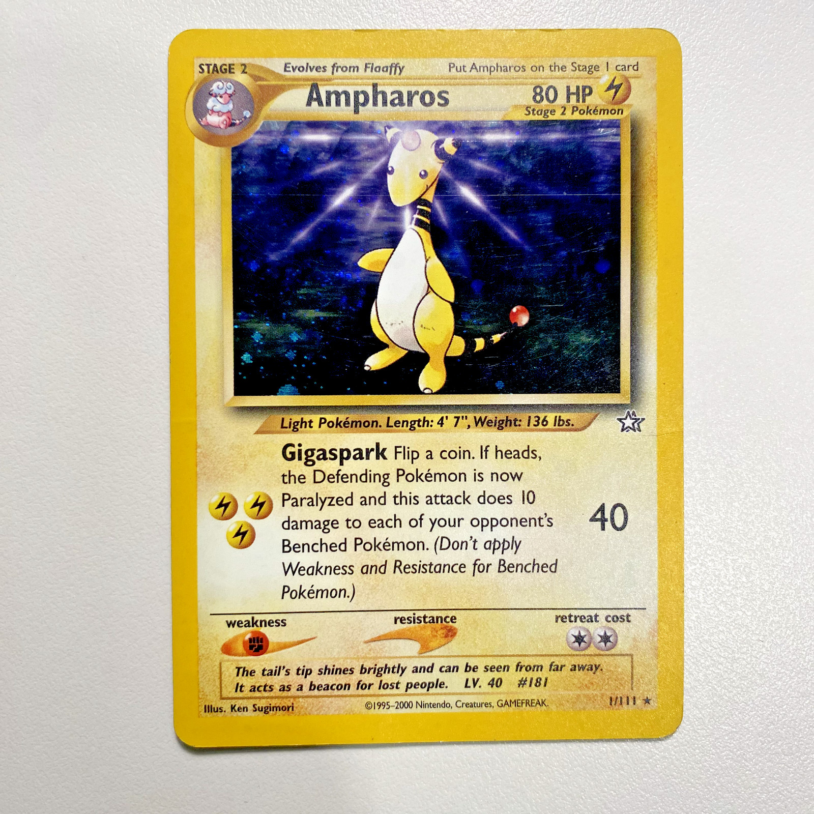 Ampharos 1/111 Neo Genesis Holo LP - Pokemon Card