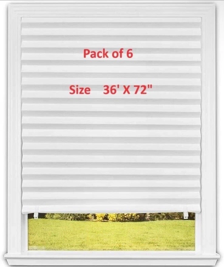 Redi Shade 6 Pack Pleated Paper Shades 36" x 72” Light Filtering Window Blinds - Image 3 of 4