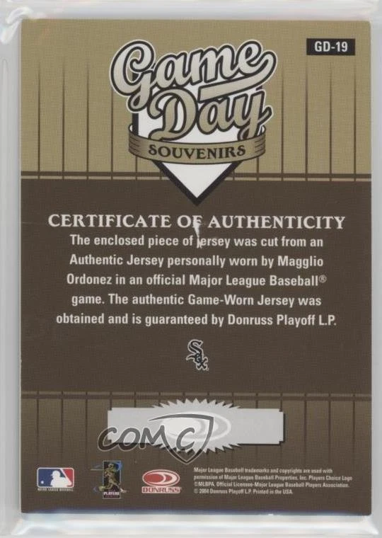 2004 Donruss Studio Game Day Souvenirs Magglio Ordonez #GD-19 - Image 2 of 2