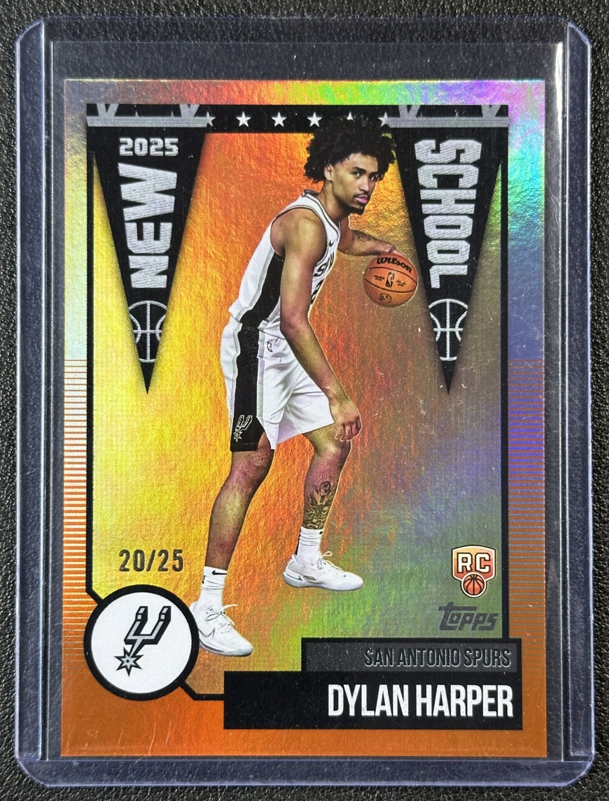 DYLAN HARPER 2025-26 TOPPS #NS-2 NEW SCHOOL ROOKIE ORANGE RAINBOW RC 20/25 SPURS