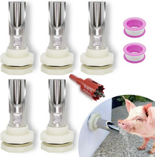5 PCS Pig Nipple Waterer for Barrel Kit Automatic Pig Water System 1/2 Inch Stai