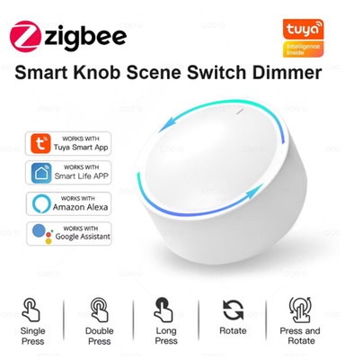 Tuya ZigBee Smart Knob Switch DIY Wireless Scene Button Rotatable Dimmer
