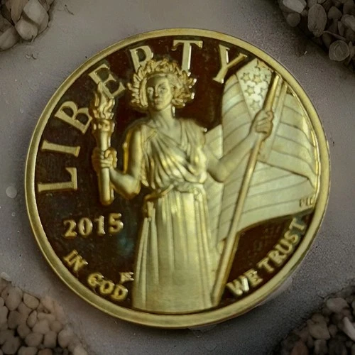 2015  American Liberty 24K Gold Layered Plated Coin Slip & COA American Mint