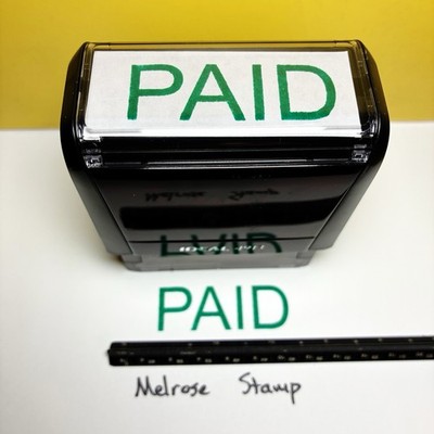 Paid Rubber Stamp Green Ink Self Inking Ideal 4913 Large