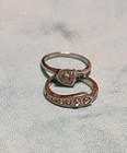 2 pc. Silver plated with clear CZs modern wedding ring set "I Love You" inside — photo 5
