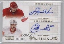 2013 Panini National Treasures Duals 63/100 Cory Emmerton Stephen Weiss Auto i9x