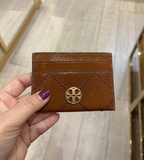 Tory Burch Willa Java Shine Quilted Crinkle Leather Slim Card Case 169923