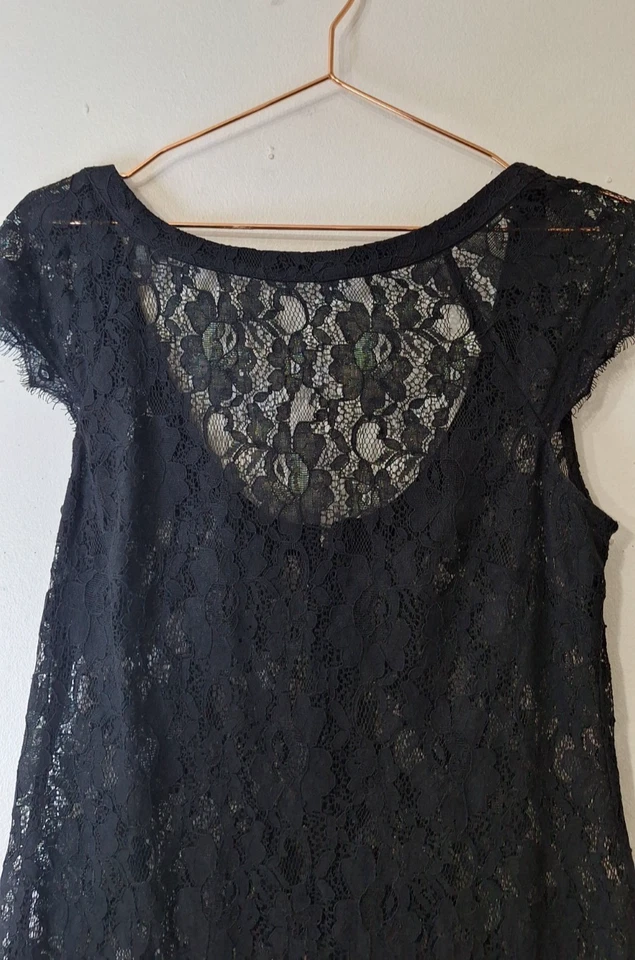 JESSICA SIMPSON Lace Party Whimsigoth Dress Sz M Feathers Ruffles Fairy Grunge - image 4 of 4