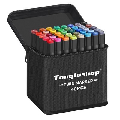 Alkohol Marker Set 40 Stück schnell trocknend Doppelspitze Brush Stifte Malen