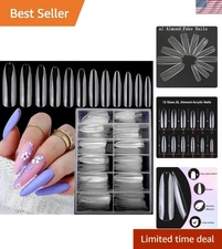XL Clear Almond Acrylic Nail Tips - 12 Sizes of Full Cover Extra Long Fake Nails