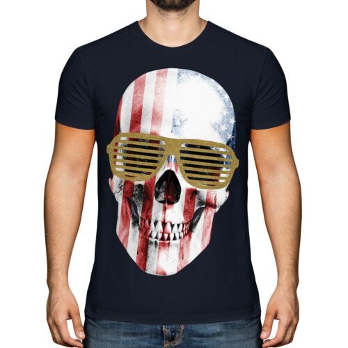 Stars y Rayas Cráneo Impreso Camiseta con Brillos Gafas Top Moda Botín