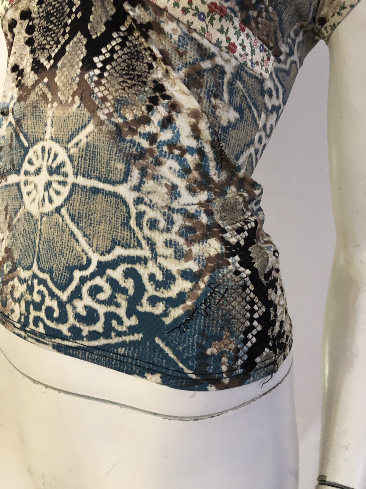 JUST CAVALLI multicolored python t-shirt shirt pa… - image 4