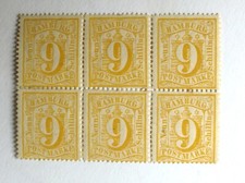 1864Mi:800,-MiNr 18 Wappen 9 S. orangegelb gez&auml;hnt 6er BLOCK POSTFRISCH Befund