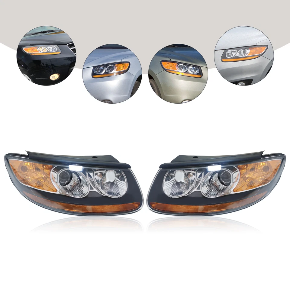 Par de faros 6 pines con bombillas para Hyundai Santa Fe 2007 2008 2009 2010 2011 2012 Foto 4 de 4