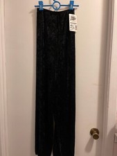 Adult Small Body Wrappers Jazz Dance Pants in Black Crushed Velvet