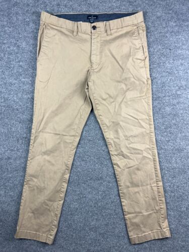 Daniel Hechter Chino Pants Men's W34 x L32 Khaki Flat Front Cotton Stretch - Picture 1 of 7