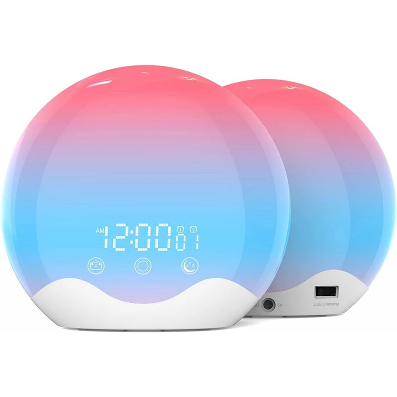 Alarm Clock Wake Up Light With Touch Control Dual-Sided Dual Alarm & Snooze Lamp-image
