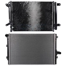 Aluminum Radiator&Condenser Cooling Kit For 2011-14 Volkswagen Jetta 2.0L 4-Door