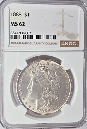 1888-P US Morgan SIlver Dollar NGC Mint State 62