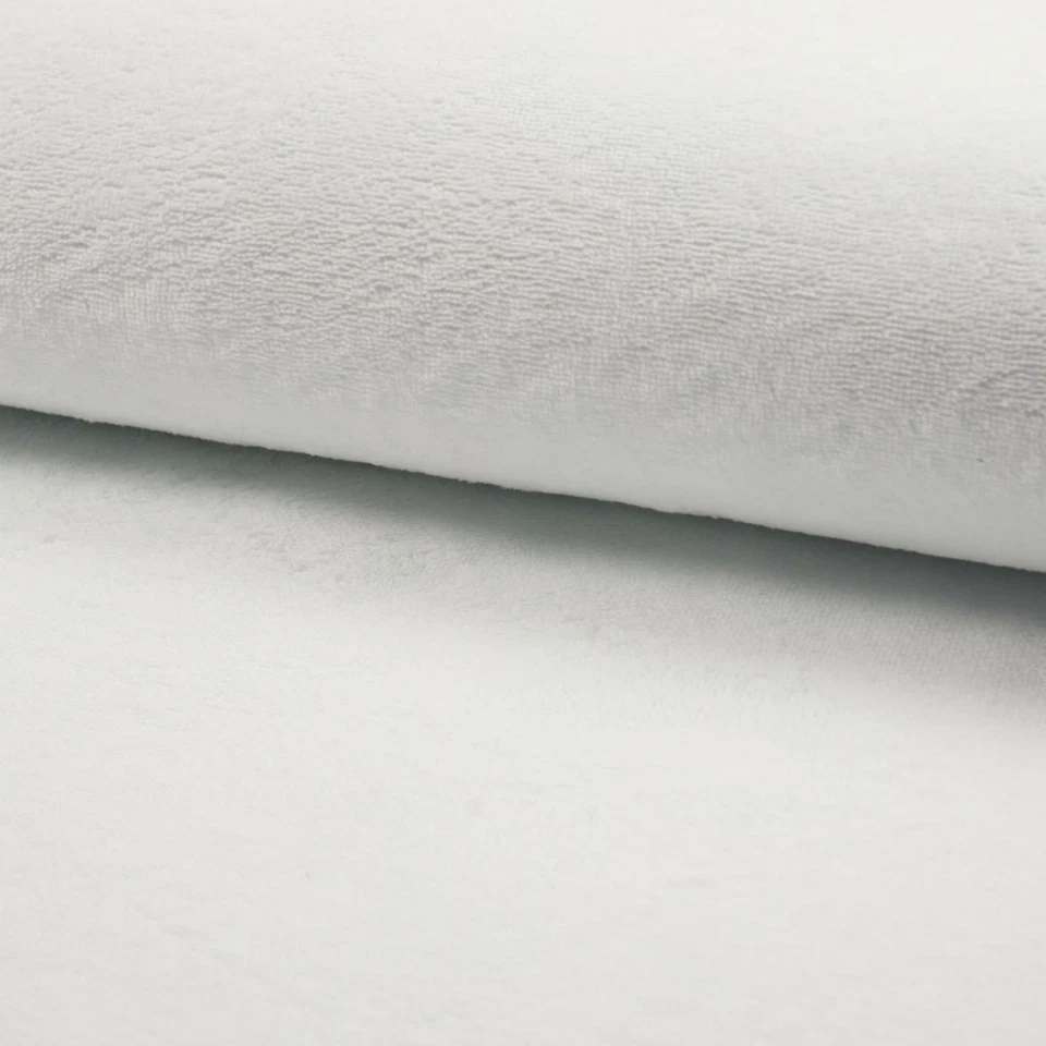 CRS FUR FABRICS Cuddlesoft Bamboo Wellness Terry Towelling Fabric Material - WHITE