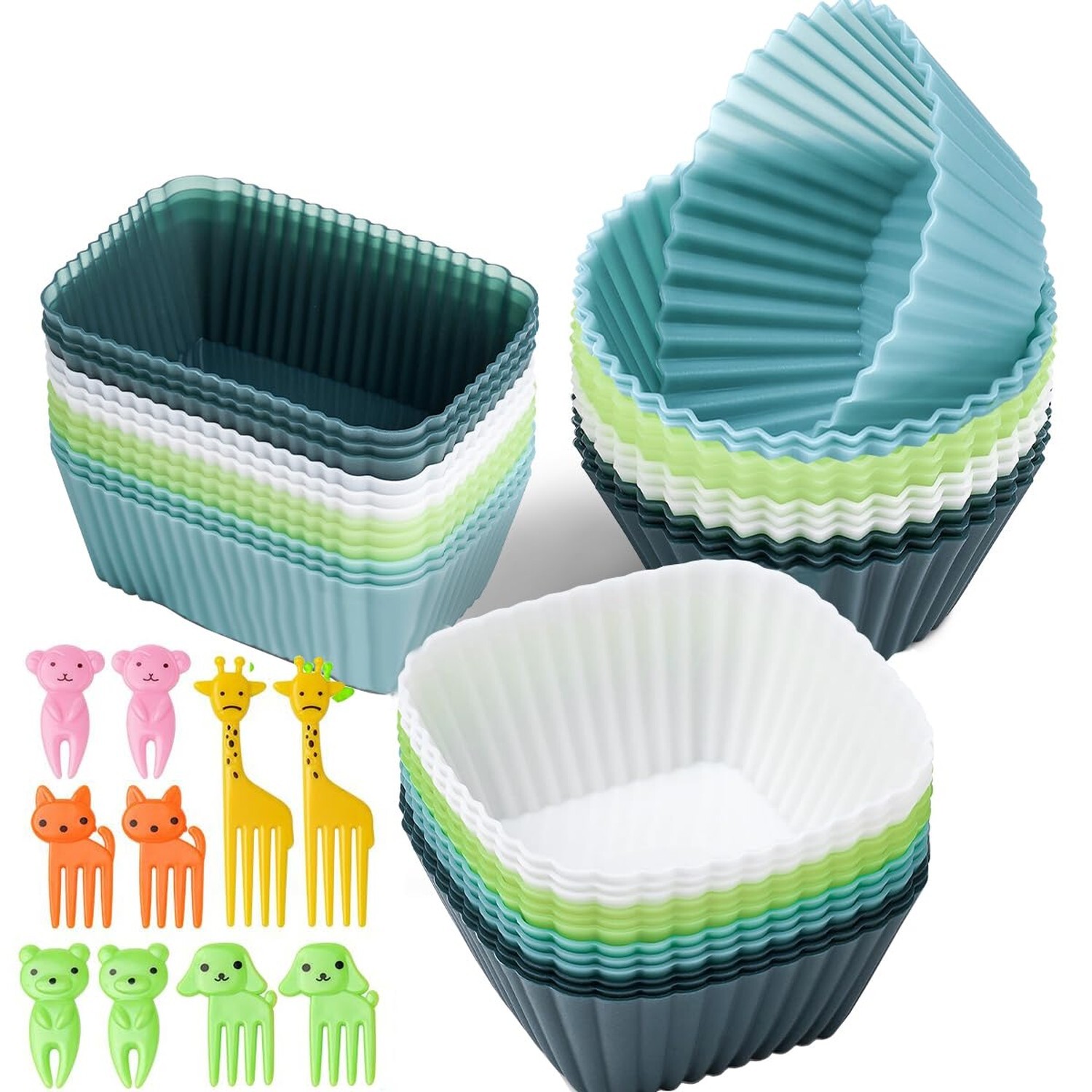 34-Pack Nonstick Silicone Cupcake Liners Reusable Baking Molds