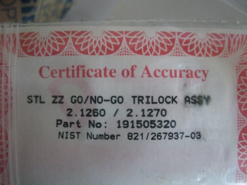Vermont Gage Stl ZZ go/no-go Trilock Assy 191505320 nuevo Foto 3 de 3