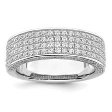 Sterling Silver 142 Stone Cubic Zirconia Ring Size 6 for Women 5.8gm