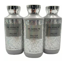 NEW Bath  Body Works LOT of 3 Bottles Platinum Body Wash Shower Gel 10 oz
