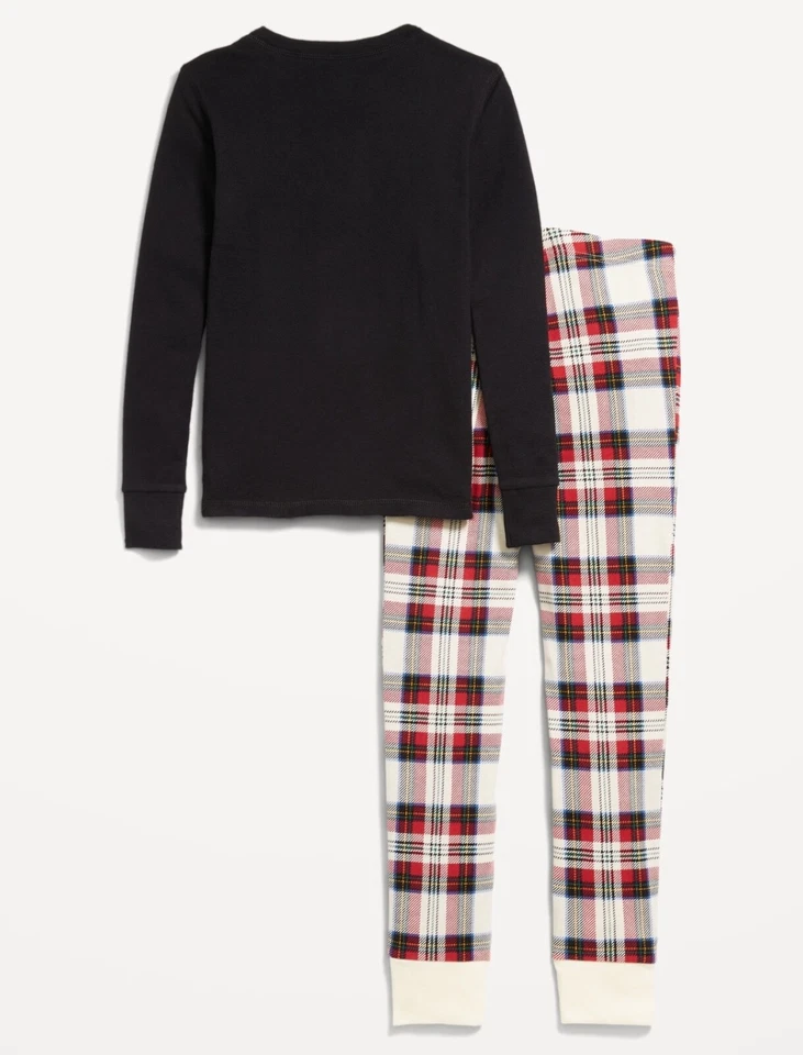 Пижамный набор Old Navy Kids Merry Vibes только в клетку плотный крой размер XS S M большой XXL - Изображение 3 из 3