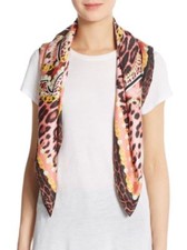 Roberto Cavalli Scarf Silk Square Leopard and...
