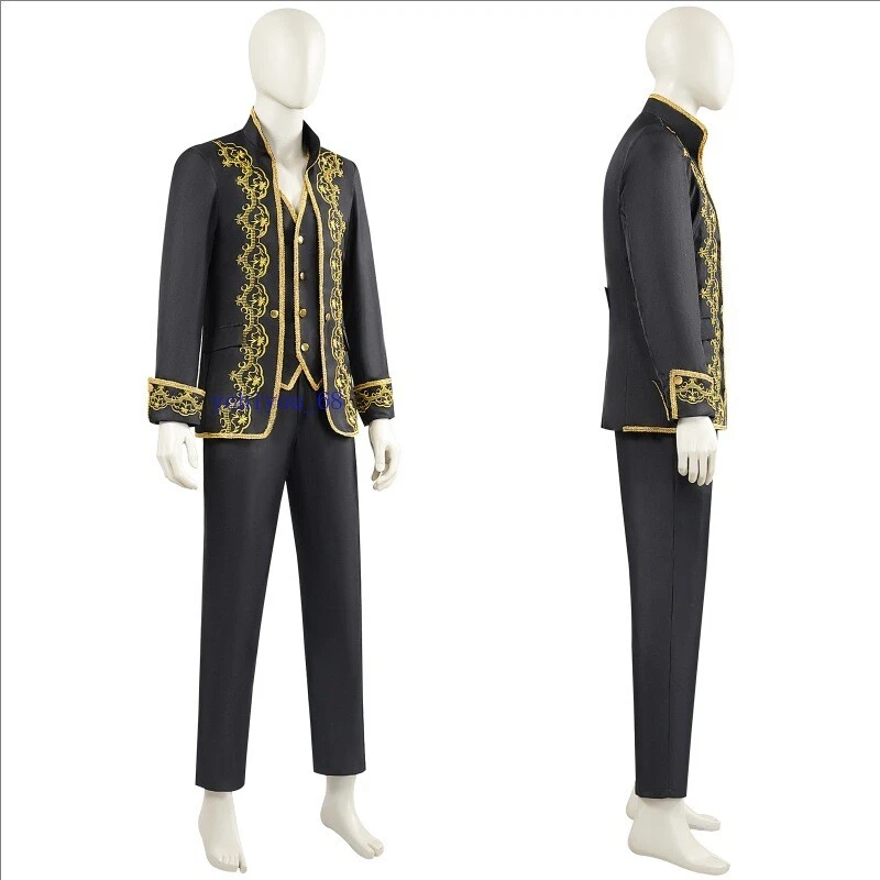 Conjunto de Traje Estilo Regal Vintage Único Negro Dorado Bordado Performance Fiesta Foto 4 de 4