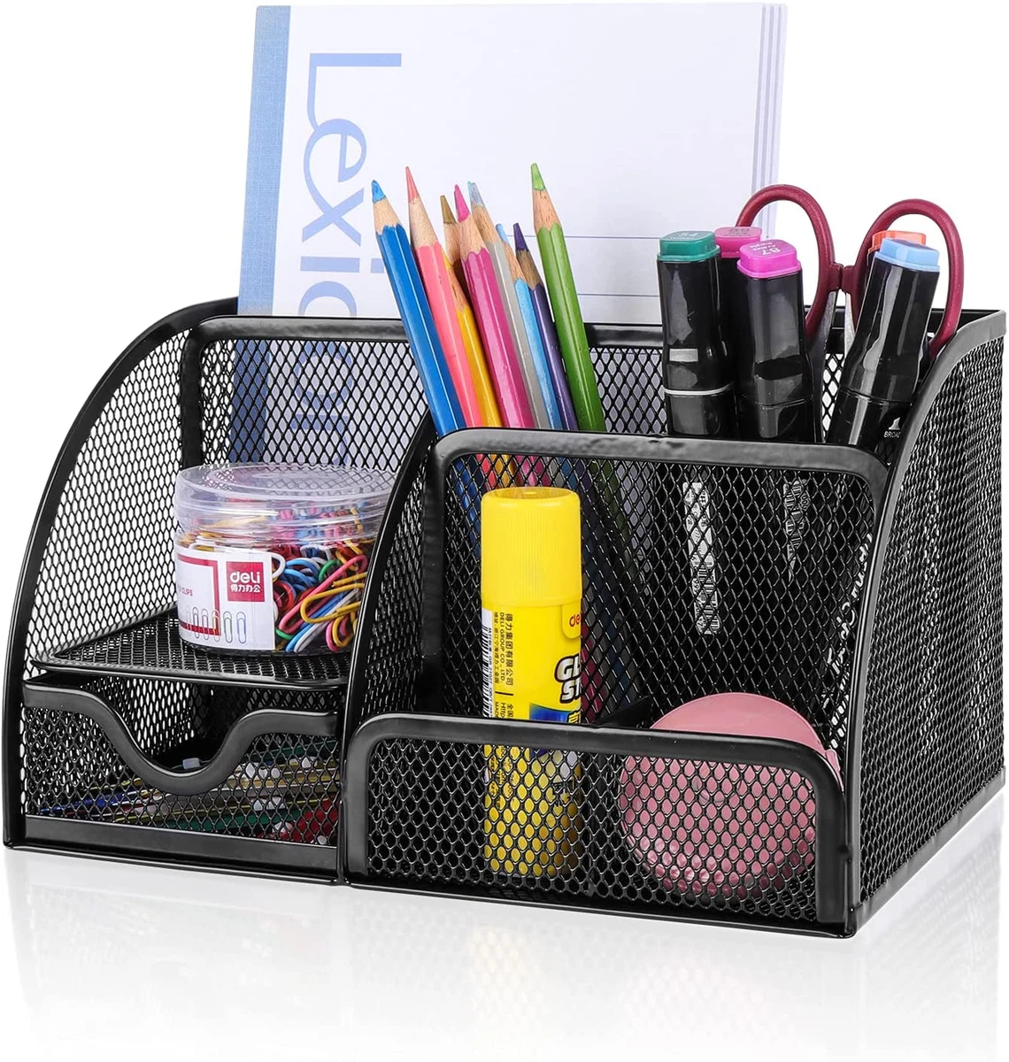 Deli Mesh Desk Organizer Office Supplies with Pencil Holder and