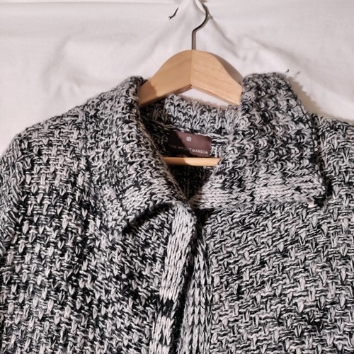 Fenn Wright Manson Cardigan Black White Pockets Open Size Large - Snap Issue - Picture 3 of 24