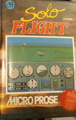 Solo Flight (Microprose 1985) Commodore C64 (Diskette, Box, Manual) works