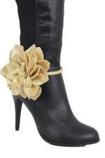 Bridal Women Boot Bracelet Gold Shoe Flower Rose Charm Tie Wrap Fabric Wedding