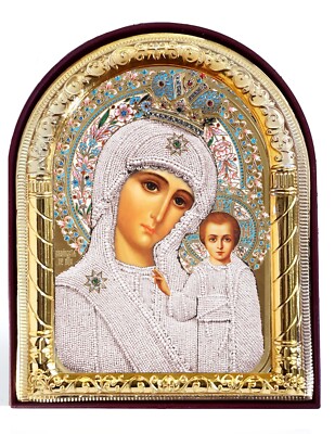 Virgin Mary Virgin of Kazan Icon Arched With Stand and it is Wall Hanging Gift