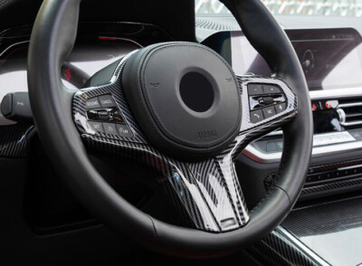 Cakievro Carbon Fiber Steering Wheel Trim For BMW 3 Series G20 2020-2022 - ABS Decorative Frame Cover - View #2
