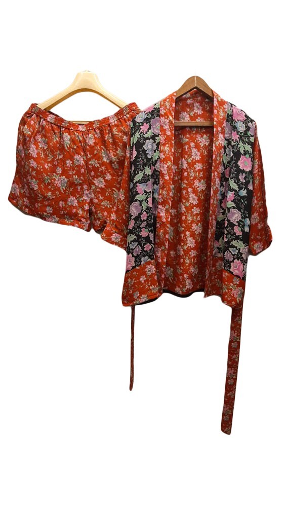 Pure Silk Shorts & Jacket Matching Set , Short Robe Duster & Knickers  STS1022