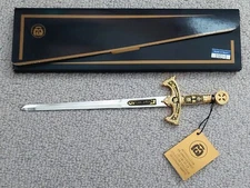 Miniature Damascene Templar Knight Sword Letter Opener by Marto of Toledo Spain