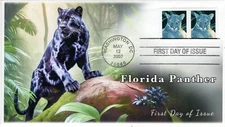 AO-4137-2, 2007, Florida Panther, Water Activated , Add-on Cachet, FDC, SC 4137,