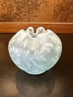 Vintage Fenton Blue Satin Daisy & Fern Rose Bowl Vase! BEAUTIFUL & RARE!!!!!!