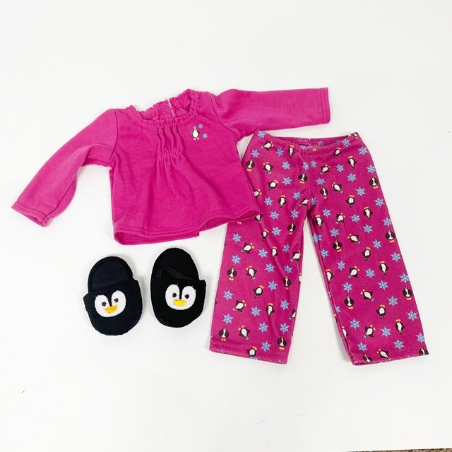 American Girl Doll 18” Penguin Pink Black Pajama PJ Set Just Like You