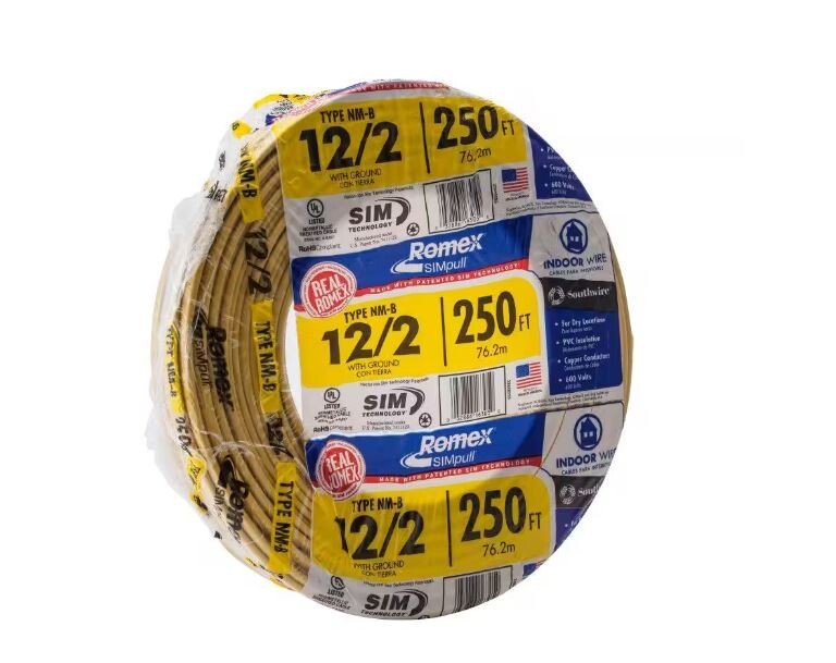 New ! 250 ft. 12/2 Solid Romex SIMpull CU NM-B W/G Wire, Yellow - Free ...