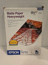 Epson Matte Heavyweight Photo Paper S041257 8.5 x 11 50 sheets per box ink jet
